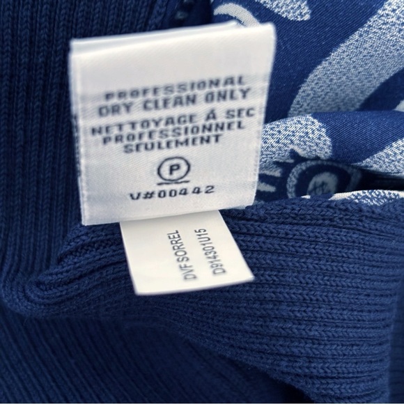 Diane Von Furstenberg Sorrel Silk Knit Dress Medium Blue Floral - Picture 9 of 10